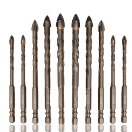 Honkdtyun 10 Count Four Edged Serrated Eccentric Drill Bit Set,New Four-Flute Sawtooth Eccentric Drill Bit, for Stone, Glass, Concrete, Wood, Brick, Metal (10pack)