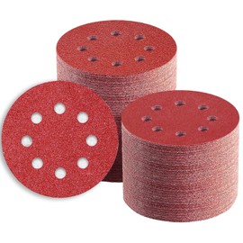 TWSTYFAL Sandpaper 125 mm Velcro 220 Grit 8 Hole Sanding Discs 125 mm Round Velcro for Random Orbital Sander (Pack of 110)