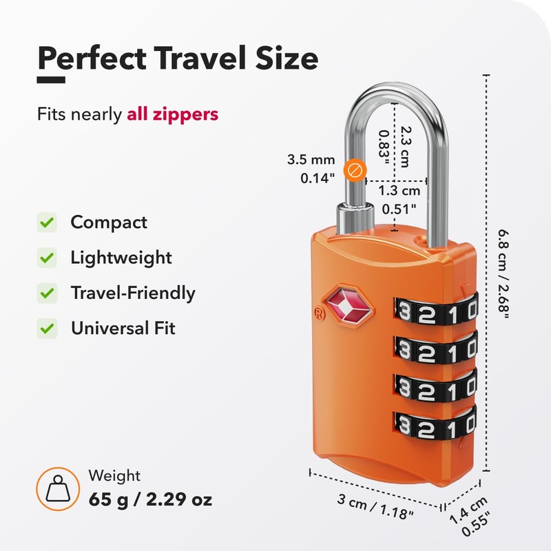 NOVLOCK TSA Approved Luggage Locks – Suitcase Padlock with 4-Digit