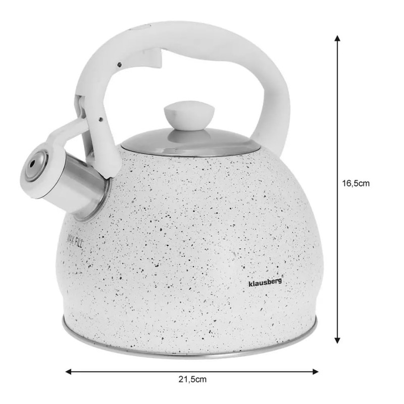 Klausberg KB-7319 Marble Stainless Steel Whistling Kettle 2 Litres