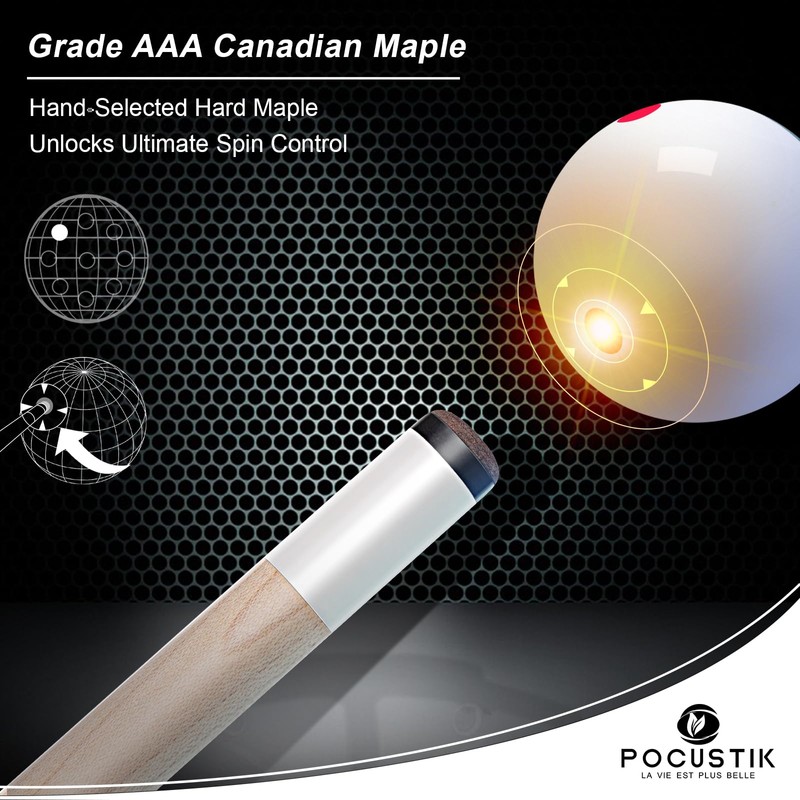 POCUSTIK Pool Cues Set of 2, 58" 2-Piece Pool Stick