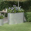 vidaXL Silver Garden Raised Bed | Powder-Coated Steel | Rust-Resistant/Sturdy/Wide