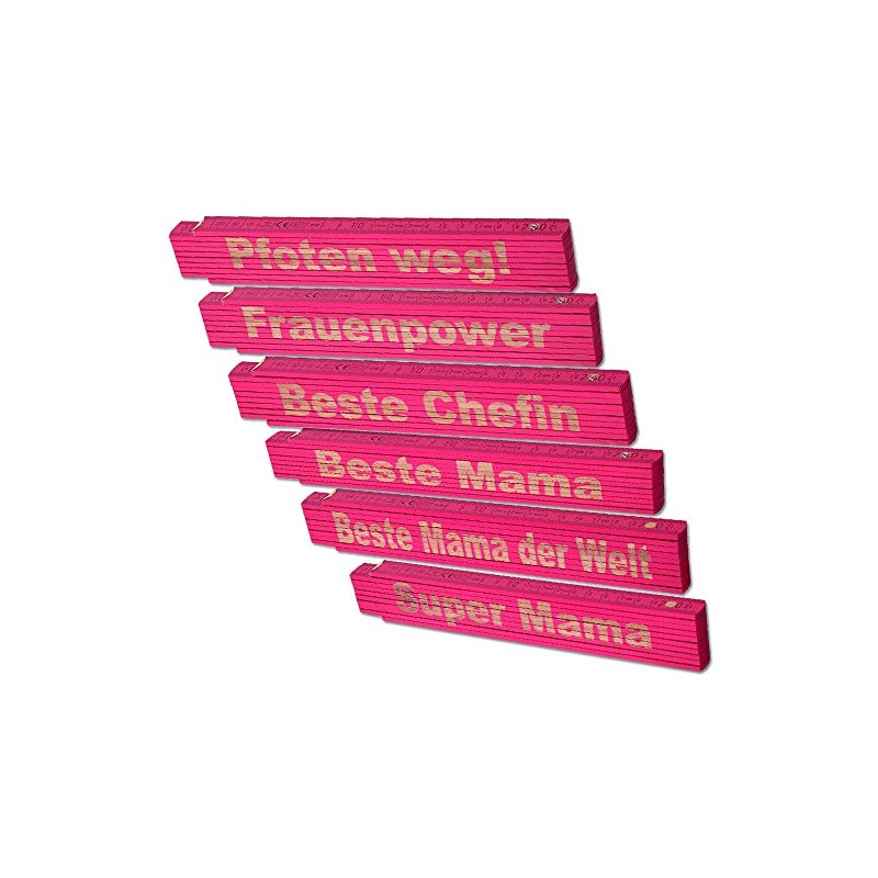 TE-Trend Folding Ruler, Pink, 2 Metres, Folding Ruler, Laser Engraving,