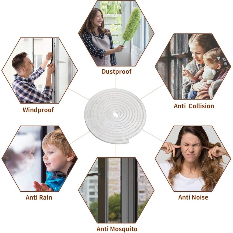 Gap Tape Gap Mohair Tape for Windows/Doors/Sashes/Entryways, Draft Prevention, Long
