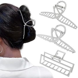 RAUIMOUR 3 Pinzas para El Pelo para Mujeres, Pinzas para El Pelo Grandes de Metal para Cabello Grueso Y Fino, Abrazaderas Geométricas Cuadradas con Forma de Cruz, Accesorios para El Pelo Antideslizant