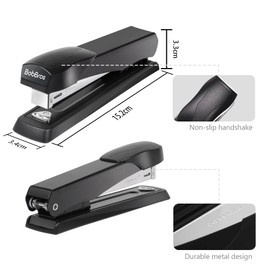 BobBros Durable Metal Stapler, Standard Office Desk Stapler with Non-Slip Base, 25-Sheet Capacity with 1000 Staples, No Jam Office Stapler for Home, School Use