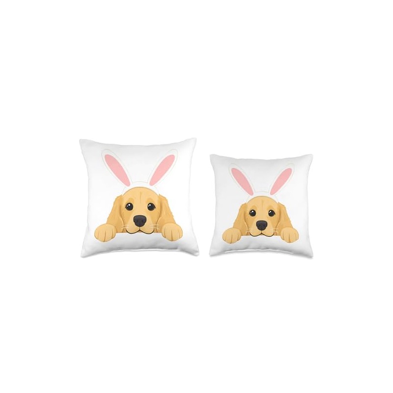 Easter Golden Retriever Cute Dog Spring Easter Bunny Ears Throw