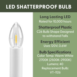 612 Vermont Electric LED Window Candles with Shatterproof Warm White Bulbs, On/Off Switch, VT-1160B-4 (Brass, Pack of 4)