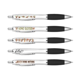 DV DESIGN 5 x Sloth Pens - Lazy Wild Zoo Animals Cartoon Funny Pun Stationary School Equipment Fan Teacher Friend Girls Boys Birthday Set #81278