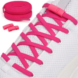 Premium Elastic No Tie Shoelaces with Magnetic Closure - Laces Quick Release for Comfort and Style, pink
