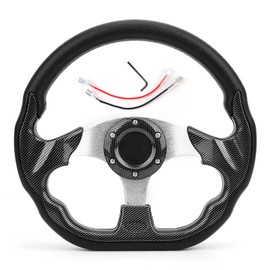 Volante universal de fibra de carbono, cuero de PVC, volante de carreras de coches, deriva con botón de bocina                                        
