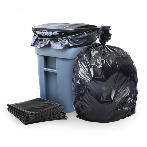 Plasticplace Trash Bags │ 1.5 Mil │ Black Heavy Duty Garbage Can Liners │ 50” x 48”, (100 Count)