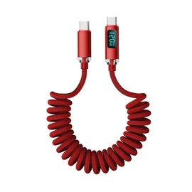 Retractable Type C to Type C Cable Spring Design Braided Cord for 120W Laptop Phone Tablet 480Mbps Tumblers 480Mbps Tumblers