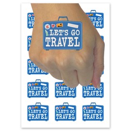 Let's Go Travel Suitcase Temporary Tattoo Water Resistant Fake Body Art Set Collection - 54 1" Tattoos (1 Sheet)