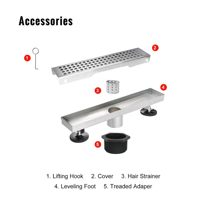 SaniteModar Linear Shower Drain 12 inch with Removable Square Hole