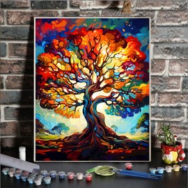 Axquilon Paint by Numbers Kit for Adults Beginner, Tree of Life Acrylic Paint by Number Kits on Canvas, Digital Oil Number Painting Kits for Home Wall Decor Gift 16x20in