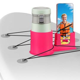 DINGLIAN Paddleboard Cup Holder, 2 in 1 Kayak Cup Holder, Stand Up Drink Bottle & Boat Phone Holder, Paddle Board and Kayak Accessories for Types of Cup Bottle Drink & Phone (Pink)