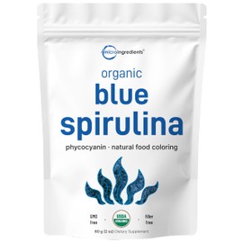 Organic Blue Spirulina Powder (Phycocyanin Extract), 50 Servings - No Fishy Smell, 100 Vegan Protein from Blue-Green Algae, Natural Luminous Food...  