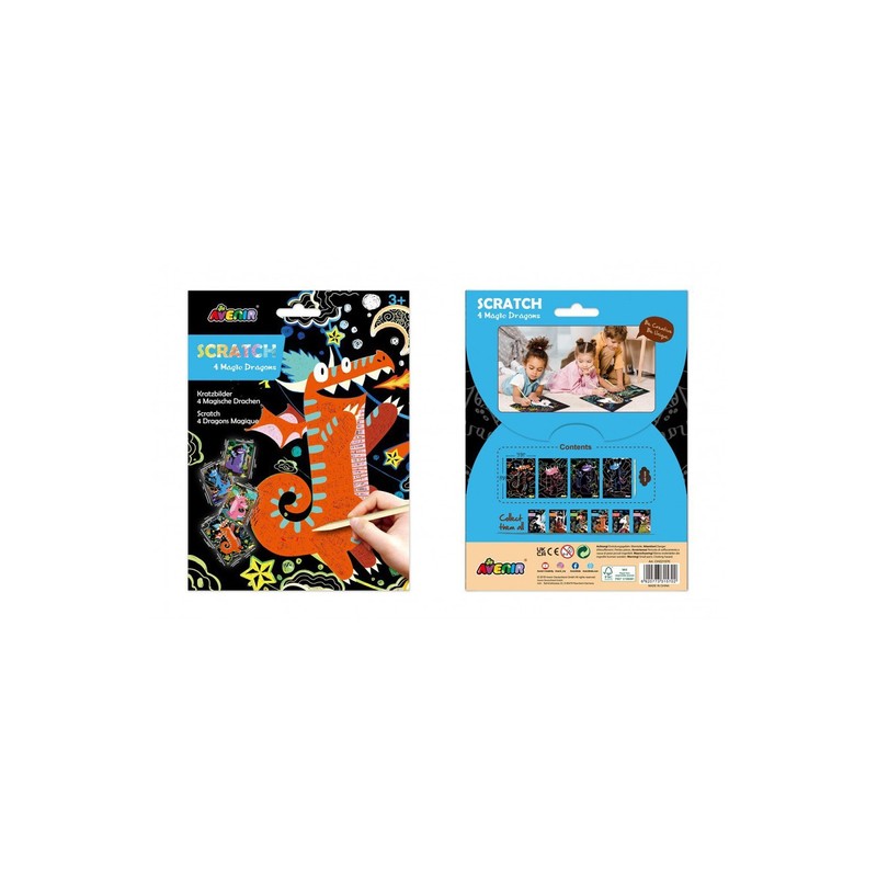 Avenir Scratch 4 Magic Dragons for 3+ Age, 4pcs
