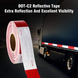 SEVEN SPARTA DOT-C2 Reflective Safety Tape 2 Inch x 200 Feet Red/White Conspicuity Tape for Vehicles, Trailers, Boats, Signs (200 FT)