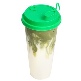 Restaurantware LIDS ONLY: Bev Tek Lids For 12- 16- 24-OZ Coffee Cups 25 Leakproof Beverage Lids - 2-In-1 Design Attached Stoppers Green Plastic Disposable Lids Cups Sold Separately