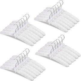 Jetec 24 Pieces Satin Padded Hangers with 360° Swiveling Hook Sponge Shoulder Pads Hanger for Coat, Sweaters, Blouse, Wedding Dress, Women Cloths (White)