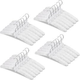 Jetec 24 Pieces Satin Padded Hangers with 360° Swiveling Hook Sponge Shoulder Pads Hanger for Coat, Sweaters, Blouse, Wedding Dress, Women Cloths (White)