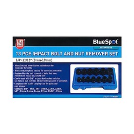 Blue Spot Tools 13 PCE Impact Bolt and Nut Remover Set (1/4"-11/16") (8mm-19mm)