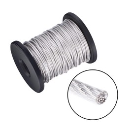 Canomo 1/16 inch x 98 Feet (1.5mm x 30m) Vinyl Coated Stainless Steel Picture Hanging Wire Rope Cable with 50 Pieces Aluminum Crimping Sleeves, 10 Pieces Thimble and 50 Pieces D-Ring Hangers
