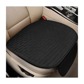 KVAEY Front Car Seat Cover, Anti-Slip Bottom Front Seat Cover Protector with Storage Pocket, Breathable Linen Driver Seat Protector Comfortable Front Cushion Pad for Most Vehicles (Black)