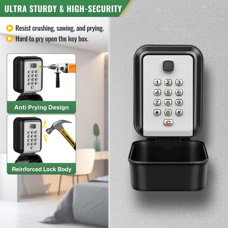 HUANLANG Lock Box for Keys with Code, Waterproof Key Lock
