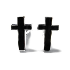 Kiola Designs Black Christian Cross Cufflinks