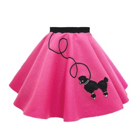 Hip Hop 50's Shop 1950s Girls Poodle Skirt Costume for Kids (Small 4/5/6 Hot Pink)