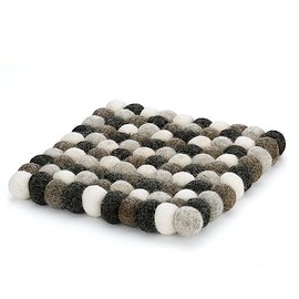 Cilio Fair Trade Certified 100% Virgin Sheep Wool Trivet Made in Nepal, 8" Square, Light Gray