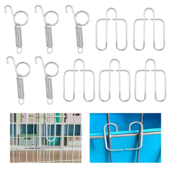 5Pcs Spring Door Latch for Rabbit Cages and 5Pcs Rabbit
