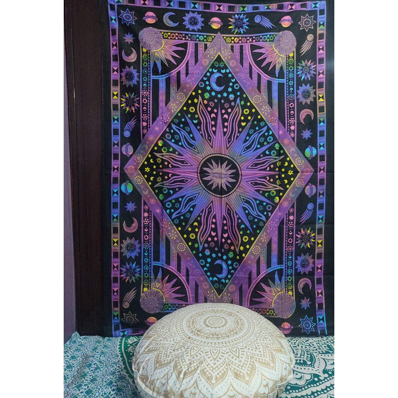 ICC Purple Burning Sun Tie Dye Tapestry Celestial Sun Moon