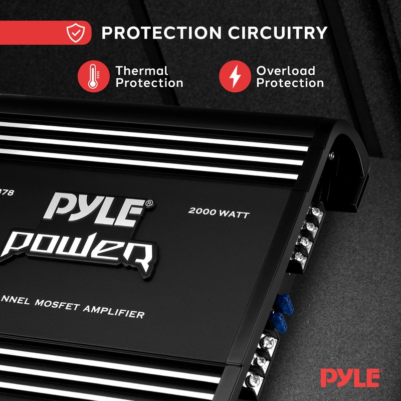 Pyle 2 Channel Car Stereo Amplifier - 2000W High Power
