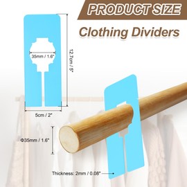 PATIKIL 8 Pcs Rectangle Clothes Dividers, 5 Inch Blank Clothing Rack Divider Sorting Clothes Size Reusable Wardrobe Hanger Separator with Pen, Blue