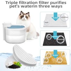 Cat Water Fountain Filter Pet Drinking Fountain Filter, Compatible with Cat Dispenser 67oz/2L Fountain, Pet Automatic Water Feeder, 3 Pack (3 Filters+6 Sponges)