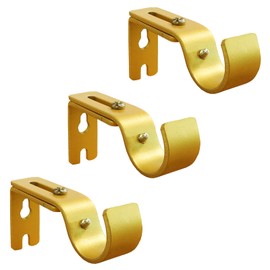 Kowibcl 3PCS Adjustable Curtain Rod Brackets, Fits 7/8 inch or 1 inch Rods, Extendable Wall Mount, Gold