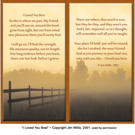 Pet Lover Remembrance Gift, "I Loved You Best" Poem, Memorial Pet Loss Picture Frame Keepsake and Sympathy Gift Package, Ebony Black with Foil Accent