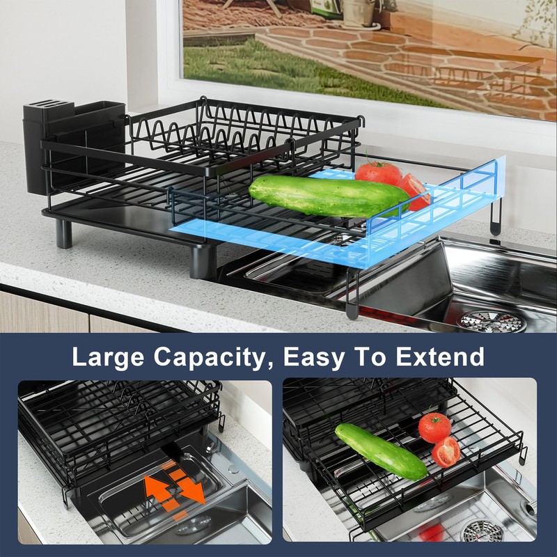 YEYPOP Expandable Dish Drying Rack - Stainless Steel Dish Rack