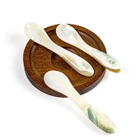 DUEBEL Mother of Pearl Caviar Spoons, 5 Pieces Luxury Handmade Spoons for Caviar Shrimp Egg Ice Cream Serving (10 cm)