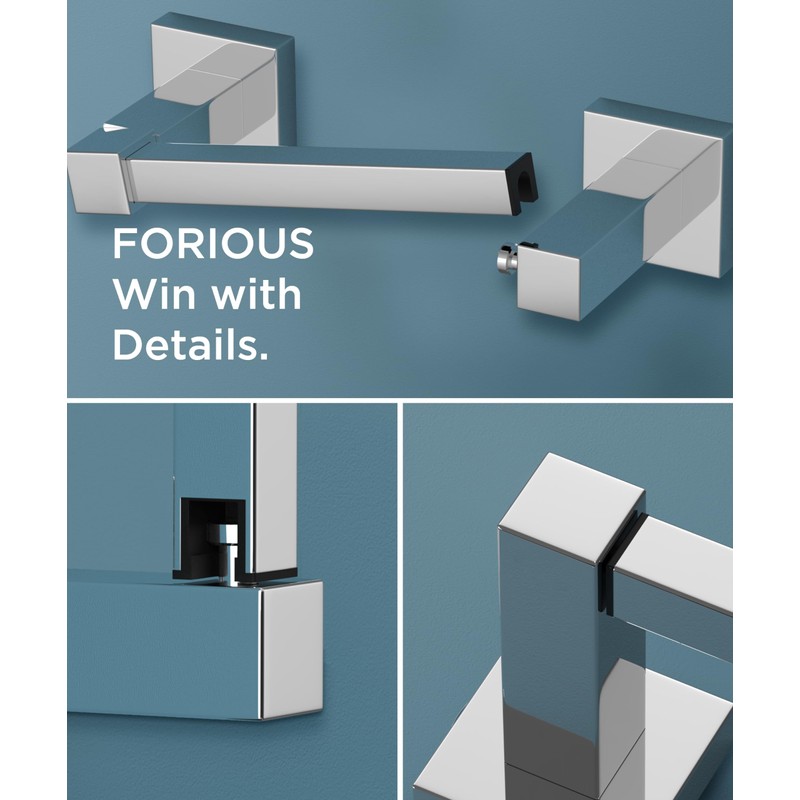FORIOUS Toilet Roll Holder, Wall Mount Stainless Steel Square Double