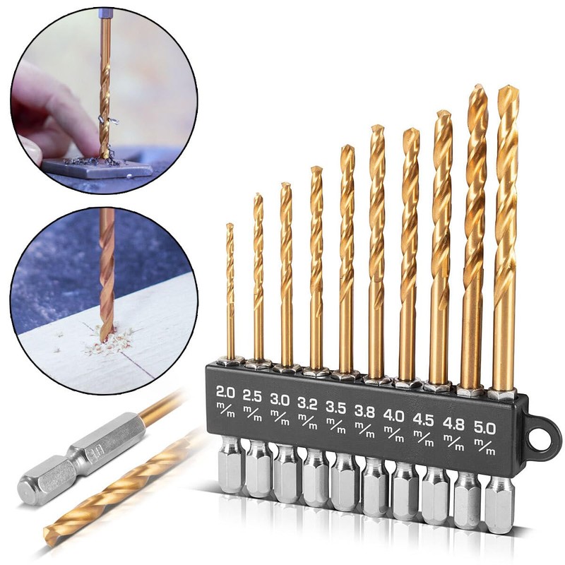 STAHLWERK 10-Piece Universal Twist Drill Bit Set 2-5 mm with