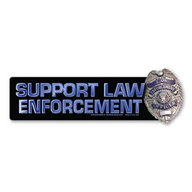 Support Law Enforcement with Badge Bumper Strip Magnet by Magnet America is 2.375" x 7.5" Made for Vehicles and Refrigerators