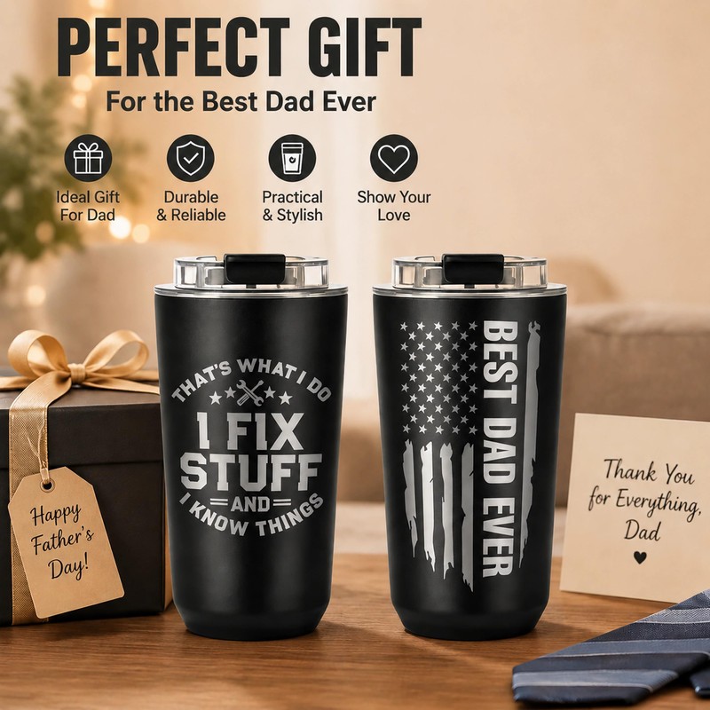 Fathers Day Dad Gifts for Men- 16Oz Stainless Steel Tumbler