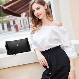 NICOLE & DORIS Handtasche Damen Klein Umhängetasche Multifunktionale Handy Tasche Schultertaschen PU Leder Handytasche mit Kartenschlitz Crossbody Bag Kuriertaschen Schwarz