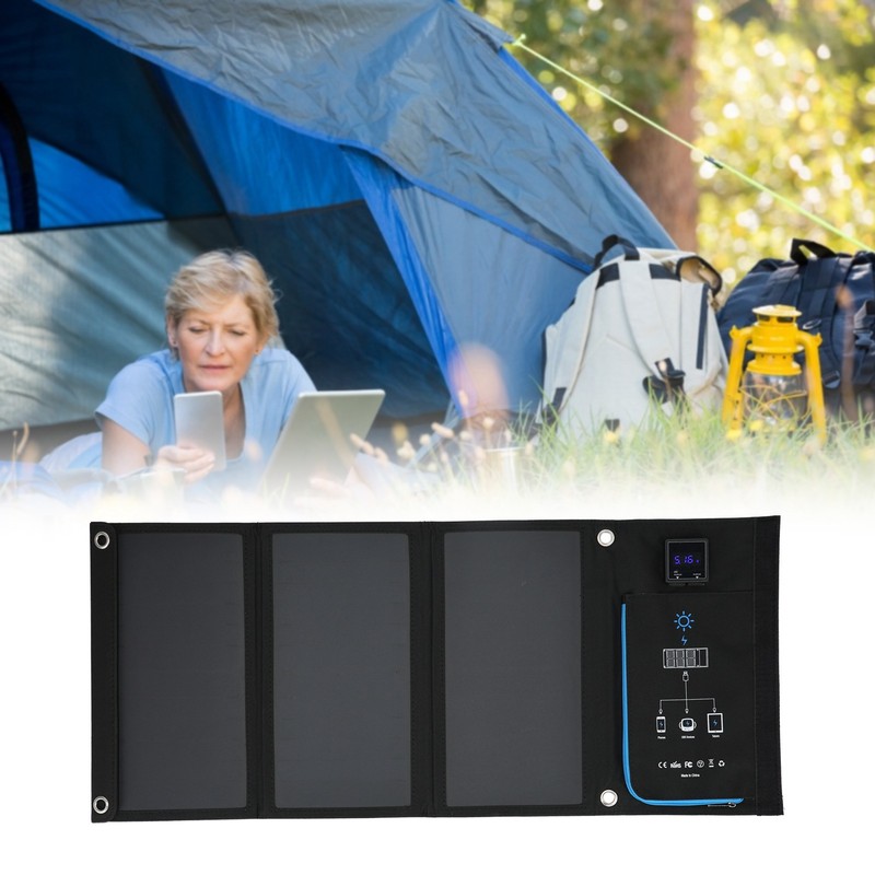 Solar DC Charging Bag Foldable Portable Waterproof Dustproof DC Charging