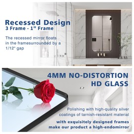 MIOZON 36x28 Inch Matte Black Metal Framed Bathroom Mirror for Wall, Rectangle Vanity Mirror with Round Corners, Anti-Rust Tempered Glass, Shatter-Proof Mirror (Horizontal/Vertical)